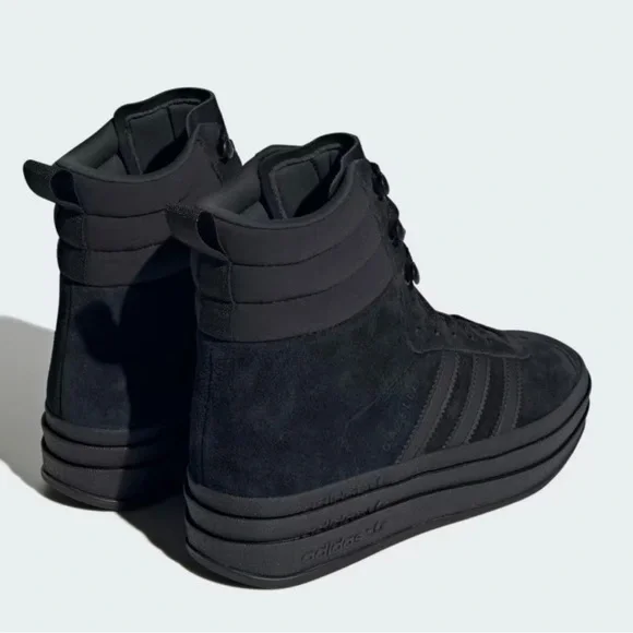 Adidas Gazelle High Boots Triple Black Women’s Athletic Sneakers ID6983 - NWT - Picture 3 of 14